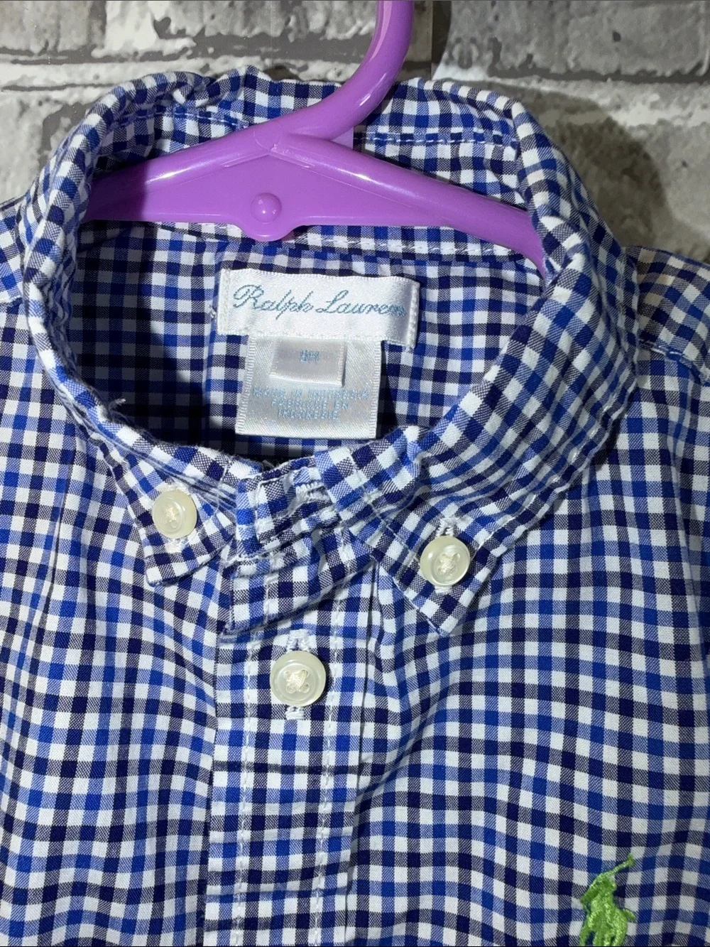 Ralph Lauren Blue & White Gingham Button-Down Shirt